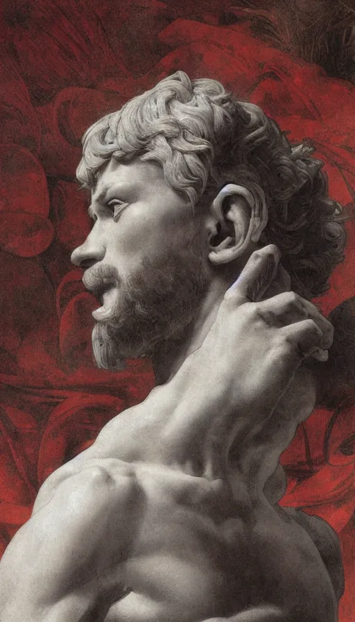 Prompt: Michelangelo\'s David, highly detailed, digital painting, artstation, concept art, smooth, sharp focus, illustration, ArtStation, art by artgerm and greg rutkowski and alphonse mucha and J. C. Leyendecker and Edmund Blair Leighton and Katsuhiro Otomo and Geof Darrow and Phil hale and Ashley wood and Ilya repin and Charlie Bowater