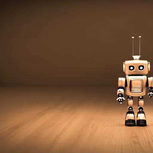 Image similar to a cute little robot out wood. super realistic 8 k render of a elegant, cinematic composition