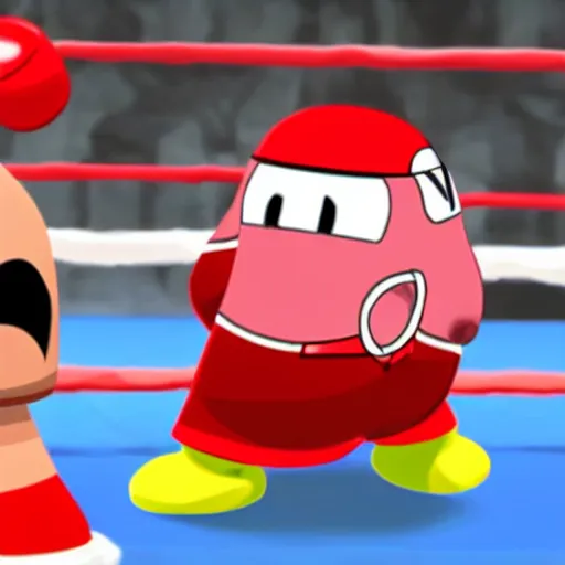 Image similar to homestarrunner in a boxing match with strong bad, strong mad and the cheat on the sidelines cheering them on