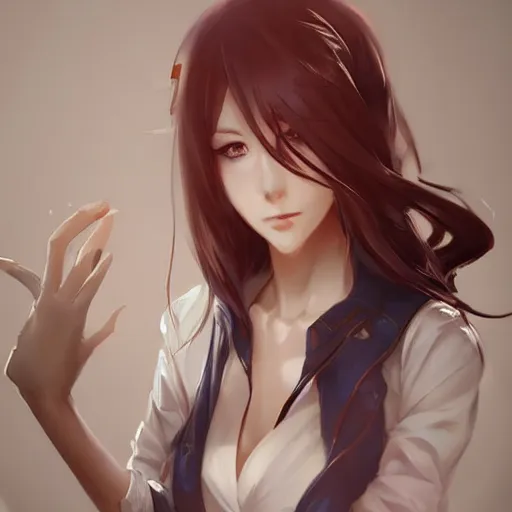 Prompt: kurisu makise, concept art, elegant, ultra highly detailed, digital painting, smooth, sharp focus, artstation, pixiv, art by Ina Wong, artgerm, rossdraws, sakimichan