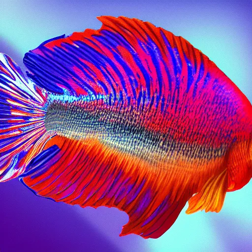 Prompt: A beatiful beta fish full of color, shiny, digital art, trending on artstation, award winning, 8k
