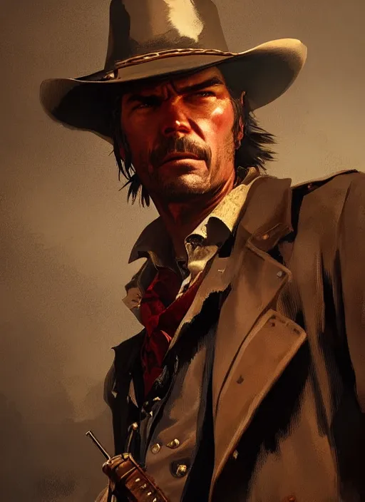 Image similar to highly detailed portrait of raylan givens red dead redemption art, unreal engine, fantasy art by greg rutkowski