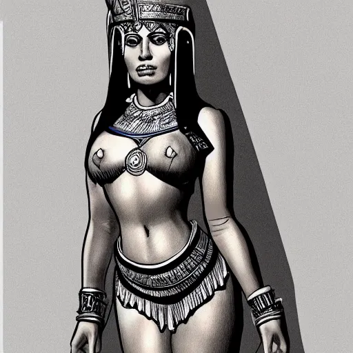 Image similar to a sketch drawing, cleopatra in our time, full body, by gabo mendoza, trending on artstation