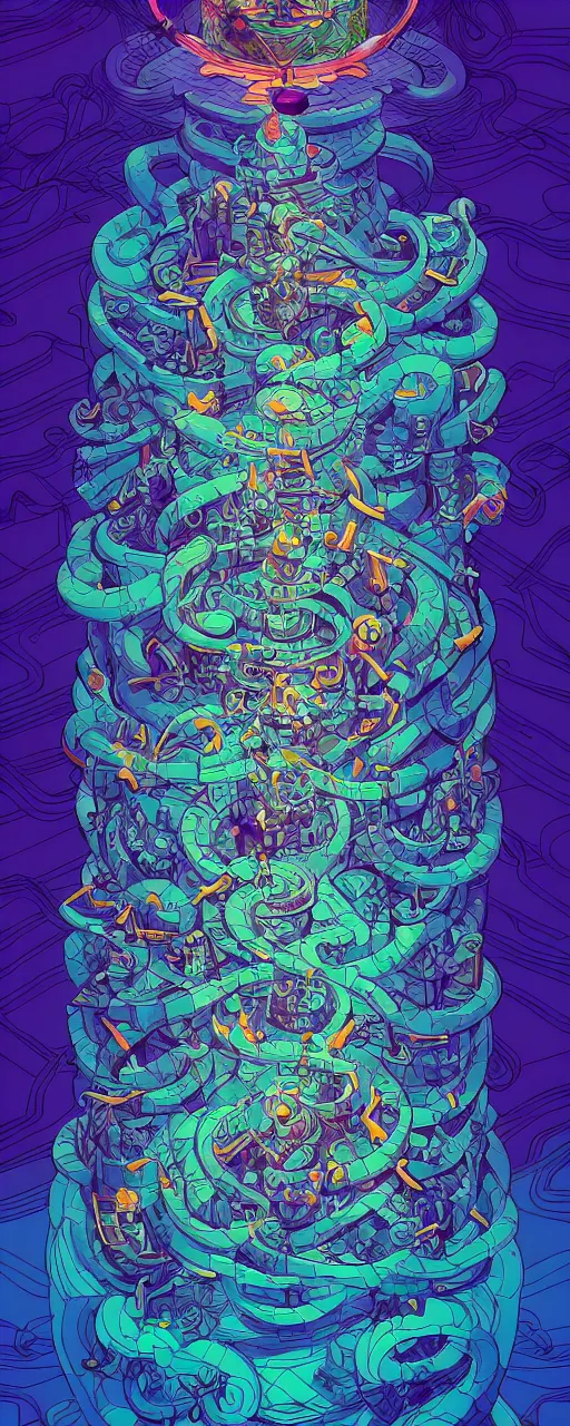 Image similar to arcane twisted turn of fate abstraction, centered award winning ink pen illustration, isometric abstract illustration by dan mumford, edited by craola, technical drawing by beeple and tooth wu, tiny details by artgerm and watercolor girl, symmetrically isometrically centered