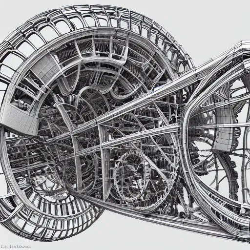 Image similar to a concept of a detailed and intricate design of a mechanical deconstructor 3 d design, great finesse organic hyper detailed, engineering blueprints, technical drawings, calculus, stained paper,