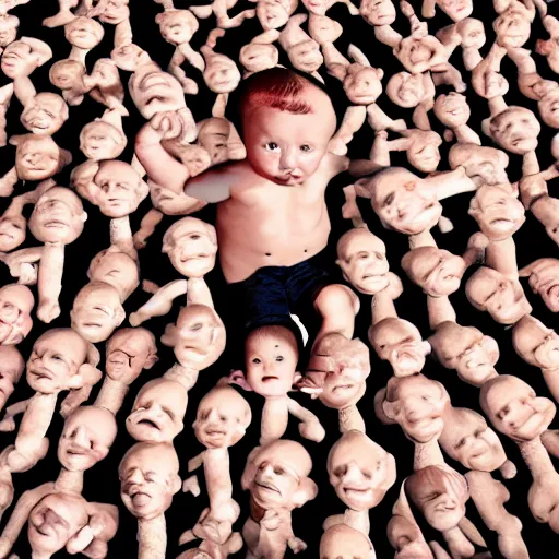 Image similar to a mutant baby with 1 0, 0 0 0 heads