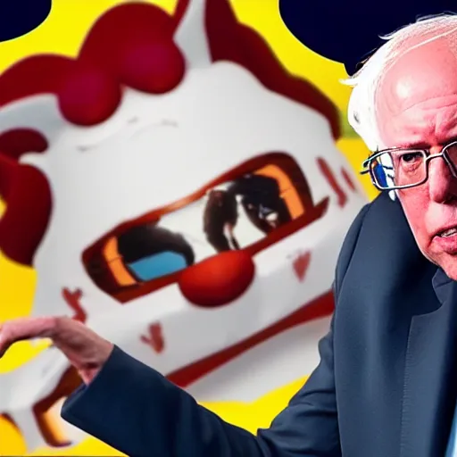 Prompt: Gameplay screenshot of Bernie Sanders in Fortnite