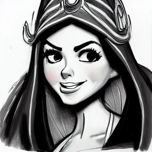 Image similar to milt kahl sketch of victoria justice as princess padme in star wars episode 3