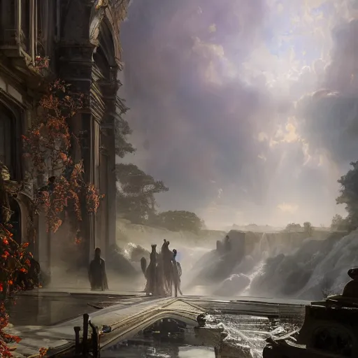 Prompt: beautiful painting of the gates of heaven, volumetric lighting, 8 k octane beautifully detailed render, post - processing, extremely hyper - detailed, intricate, epic composition, cinematic lighting, masterpiece, trending on artstation, detailed detailed detailed, masterpiece, stunning art by anders zorn, wonderful masterpiece by greg rutkowski, beautiful cinematic light,