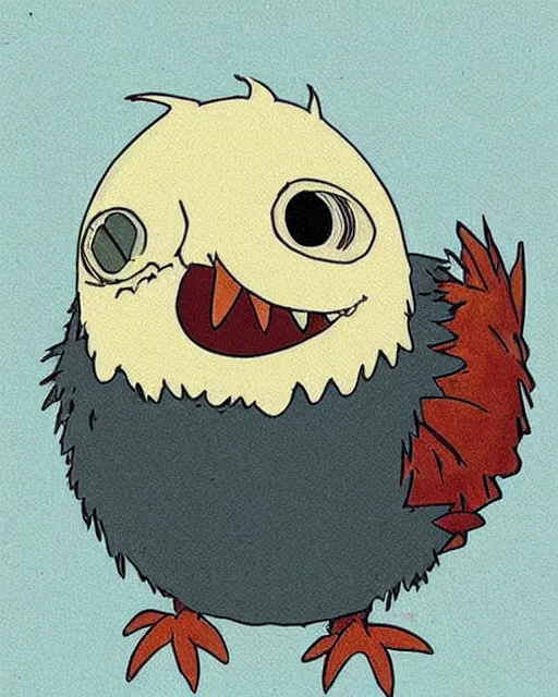 Image similar to a small chicken, concept art by studio ghibli, googly eyes, cute, anime : : artstyle of spirited away