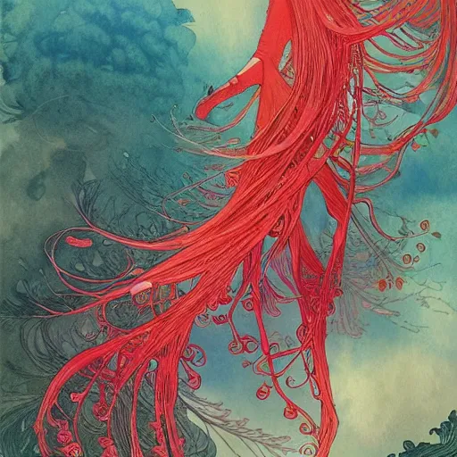 Prompt: a beautiful and inspiring intricate watercolor illustration artwork red robin trees, 4 k, ultra - wide angle, by william turner, by victo ngai, by alphonse mucha, by miho hirano, hd, trending on artstation, hyper detailed, muted colors, inspiring, beautiful, energetic