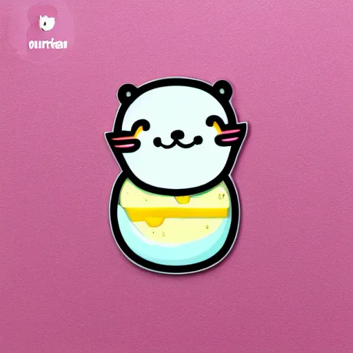 Image similar to cartoon diecut sticker of cute kawaii cheese with white border and light gray background