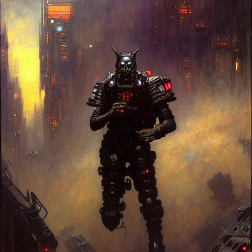 Prompt: portrait black german shepard dogman humanoid bipedal canine neuromancer. spaceship futuristic city. shadowrun cyberpunk fantasy d & d painting by gaston bussiere craig mullins jc leyendecker gustav klimt artgerm greg rutkowski john berkey, bergey, craig mullins, ruan jia, raymond swanland, tom lovell