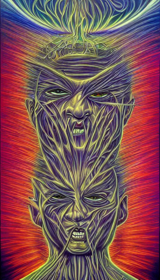 Image similar to rage, by alex grey,