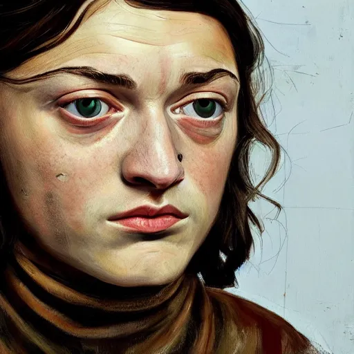 Prompt: high quality high detail painting by lucian freud, hd, arya stark