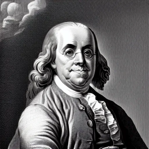 Image similar to benjamin franklin head on a snail body meme