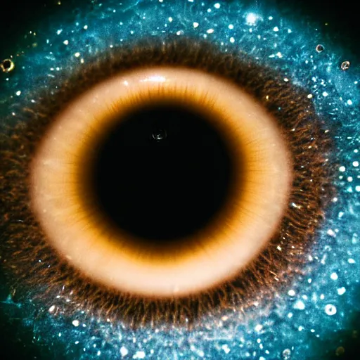 Prompt: of an human eye with a galaxy inside, macro shot, ultra realistic, 50mm lens