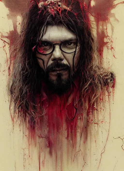 Prompt: shooter jennings painting, highly detailed, demonic eyes, cinematic, 8 k, by stanley artgerm, tom bagshaw, greg rutkowski, carne griffiths, ayami kojima, beksinski, trending on deviantart, hyper - detailed, horror, full of color,