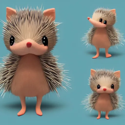 Image similar to cute fumo plush of a hedgehog girl with prickly spines, character design contest winner, silhouette, artstation, vray