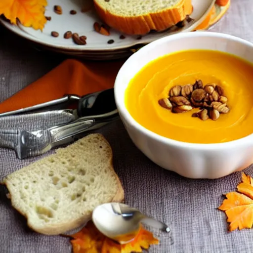 Image similar to Pumpkin soup. Award winning home style recipe. Cookbook photo