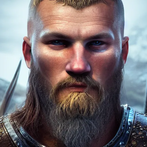 Prompt: portrait art of bjorn ragnarsson from vikings, 8 k ultra realistic, lens flare, atmosphere, glow, detailed, intricate, full of colour, cinematic lighting, trending on artstation, 4 k, hyperrealistic, focused, extreme details, unreal engine 5, cinematic, masterpiece