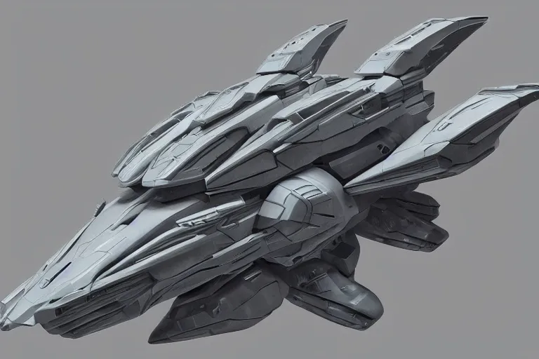Prompt: concept art of a massive futuristic starship, in gunmetal grey, very symmetrical, in blueprint form, top down view, side view, mecha inspired, macross, o'neill cylinder, battlestar galactica, robotic, highly detailed, artstation, pinterest, super realistic, octane render