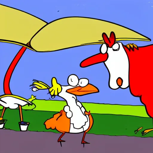 Image similar to Cow and Chicken fanart trending on /r/90s