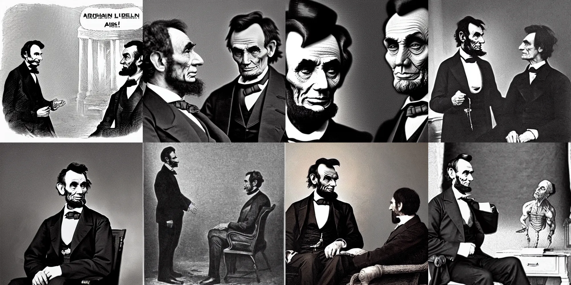 Prompt: Abraham Lincoln talking to an Alien