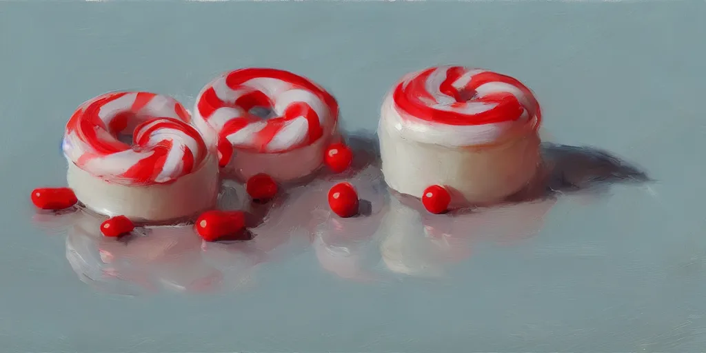 Image similar to peppermint candy, cinematic shot, oil painting by jama jurabaev, extremely detailed, brush hard, artstation, for aaa game, high quality, brush stroke