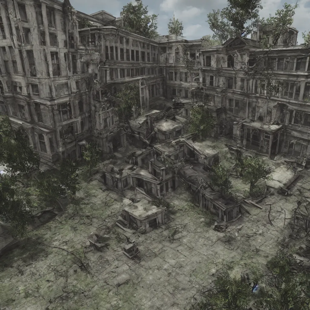 Image similar to an abandoned asylum, realistic, detailed, unreal engine,