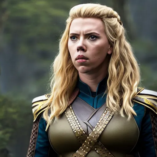 Image similar to starfleet uniform, portrait of scarlett johansson as lagertha, in starfleet uniform, from the tv series vikings