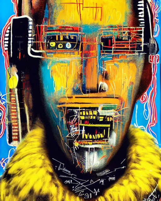 Prompt: a cyberpunk portrait of big foot by jean - michel basquiat, by hayao miyazaki by artgerm, highly detailed, sacred geometry, mathematics, snake, geometry, cyberpunk, vibrant, water