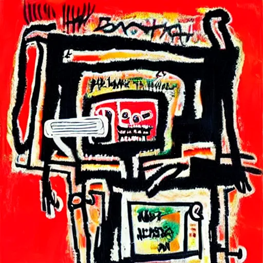 Prompt: “pig, emo pathologist woman taking blood sample, by Jean-Michel Basquiat”