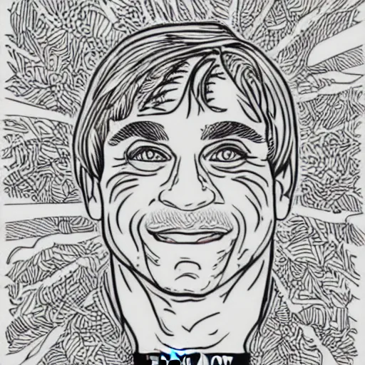 Image similar to Tony Danza coloring book page, line art, black and white