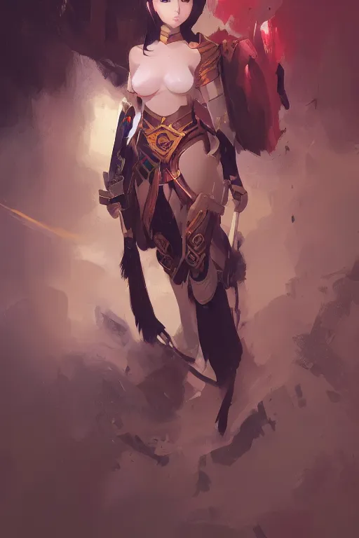 Image similar to Gorgeous armor thai warrior girl by ilya kuvshinov, krenz cushart, Greg Rutkowski, trending on artstation