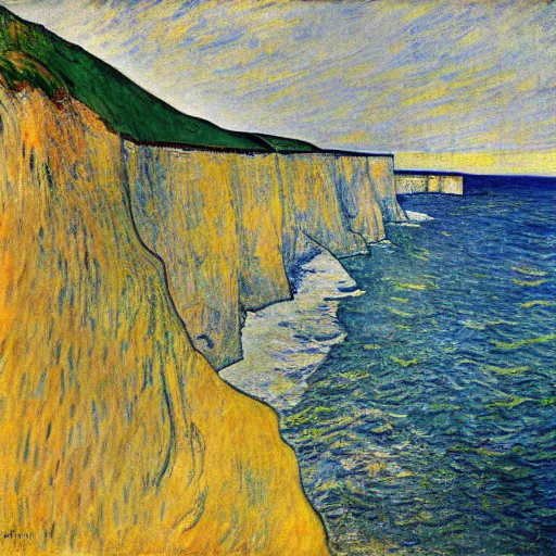 Prompt: beachy head cliff by toulouse - lautrec