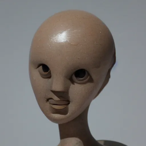 Image similar to doll head with spider legs, marble sculpture