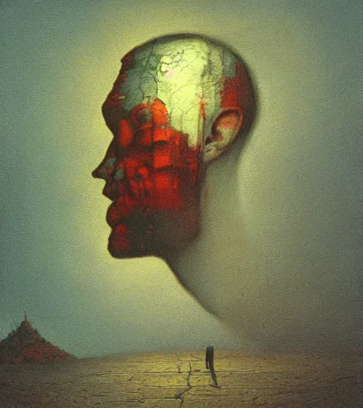 Prompt: A painting of Niziolowski in a style of Beksinski.