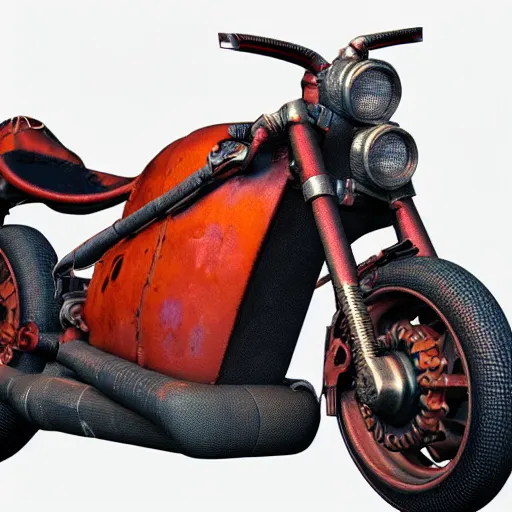 Image similar to akira motorcycle 3 d model, steampunk, 3 d cg, digital art, soft light