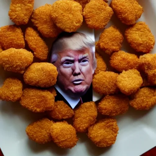 Image similar to donald trump made out of chicken nuggets