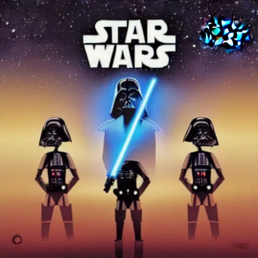 Prompt: star wars techno album cover, album cover