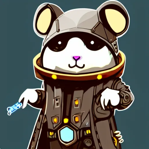 Image similar to a cute cyberpunk hamster as a supervillain, steam punk, gothic, 4 k