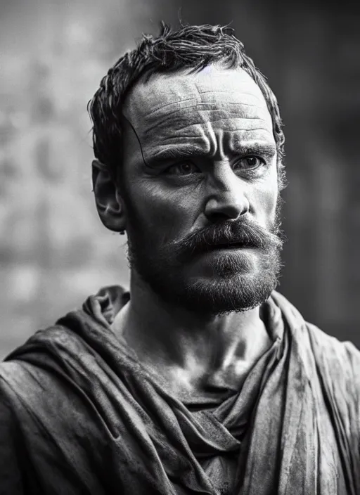 Prompt: portrait of michael fassbender dressed as macbeth, doubting sad expression, dramatic lighting, octane, mist, steve mccurry, volumetric lighting, 8 k