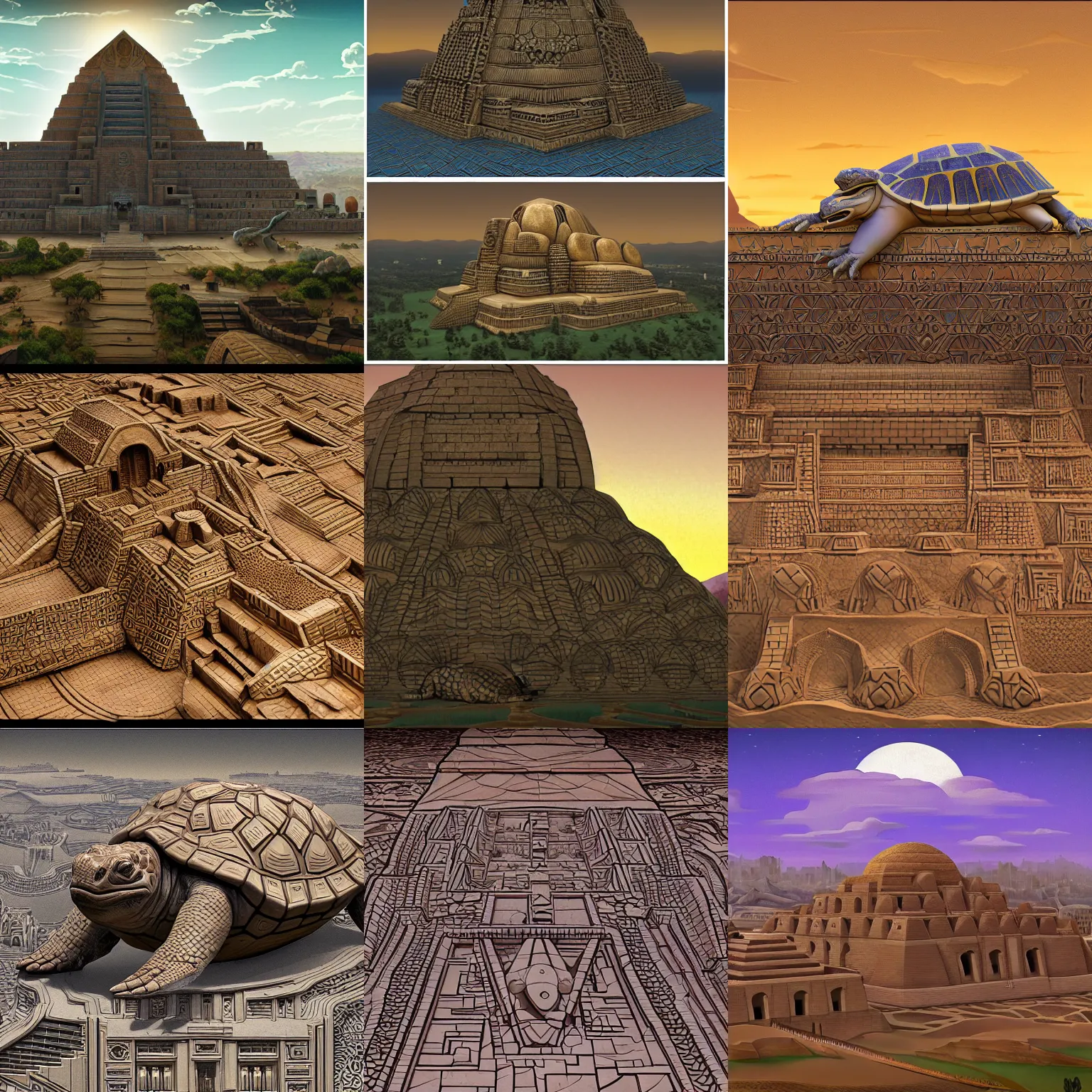 Prompt: collosal gigantic realistic reptile tortoise with Ziggurat city built on its shell by Sylvain Sarrailh and Nicholas Roerich and Annie Swynnerton, dramatic cinematic lighting , beautiful tilework, ornate architecture, lost civilizations, smooth, sharp focus, extremely detailed + 8k