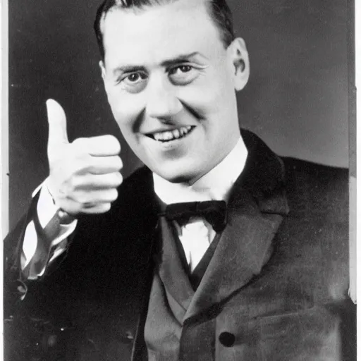 Prompt: photograph of wilson giving a big thumbs up to the camera