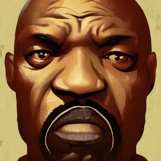 Image similar to old black man face, flat background, greg rutkowski gta san andreas art