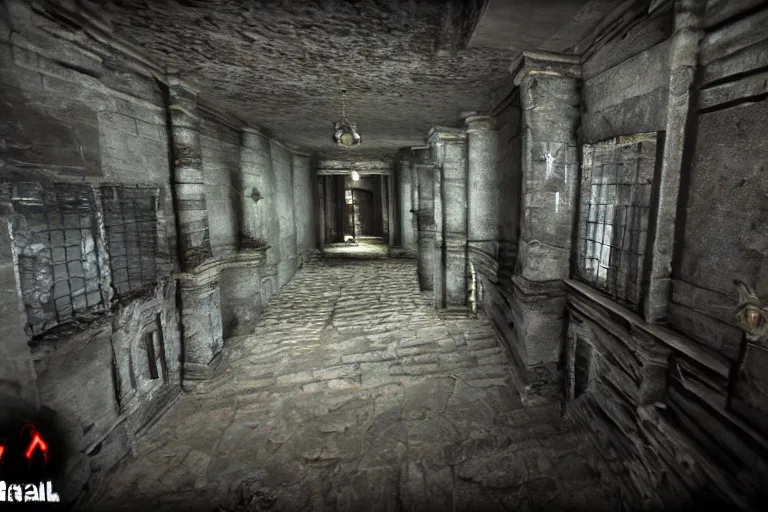 Prompt: inside a haunted dungeon, First person horror game, unreal engine