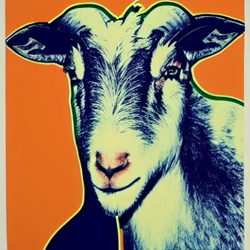 Prompt: andy warhol as a goat