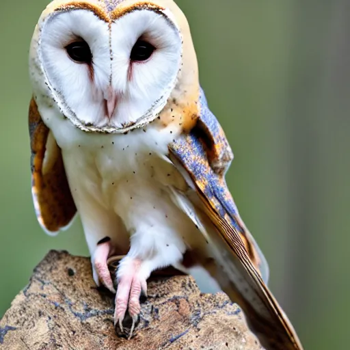 Image similar to barn owl in a suit, very detailed, album photo, canon shot