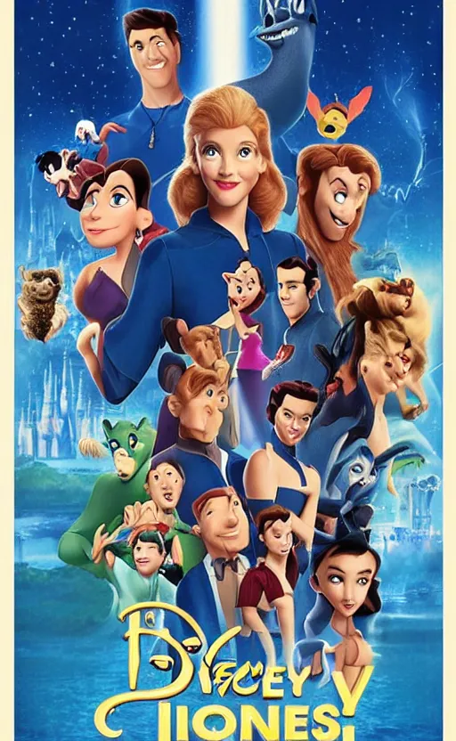 Image similar to a poster for a really awful Disney movie, iconic logo